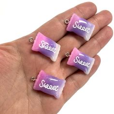 Sweet Candy Charms, Acrylic Sweet Candy Charms,  Size: Approx 30x17mm Hole: Approx 2mm Quantity:4 pcs in a pack Cute Purple Craft Supplies For Gifts, Candy Charms, Emo Accessories, Wrapped Candy, Sweet Candy, United Kingdom, Charms, Candy, Craft Supplies