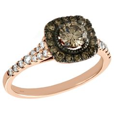 a brown and white diamond ring