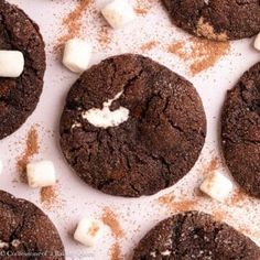 chocolate cookies with marshmallows on top