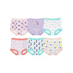 MINNIE Toddler Girls' Training Pants, 6 - Pack, Sizes 2T-3T Keep your little one comfy & cute, inside out with this pack of 6 Training Pants perfect for your little one. With their cotton build and elastic waistband, they'll keep your kiddo feeling super comfy and active as he takes on the day. They are sure to love having Their favorite character around all day long. Color: Multicolor.  Gender: female. Cute Purple Cotton Bottoms, Cute Elastic Bottoms For Playwear, Cute Multicolor Cotton Bottoms, Cute Pants With Elastic Waistband For Playtime, Fun Pink Bottoms For Playtime, Cute Multicolor Bottoms For Playwear, Cute Bottoms With Elastic Waistband For Playtime, Cute Multicolor Bottoms With Elastic Waistband, Purple Cotton Bottoms For Playtime