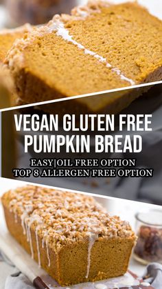 vegan gluten free pumpkin bread with text overlay