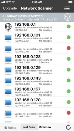 an iphone screen showing the network settings for all known hotspots in network scanner