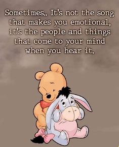 winnie the pooh and piggy hugging each other with an inspirational quote above it