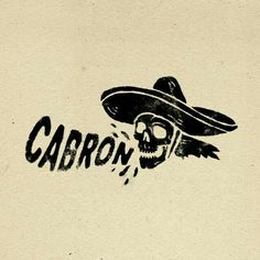 a drawing of a skull wearing a sombrero with the word carbon on it