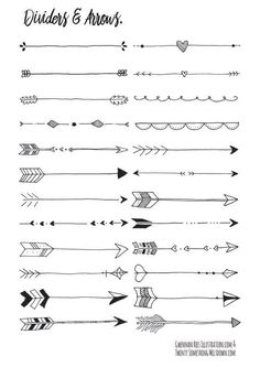 arrows and arrows are drawn in black ink on white paper with the words dividers & arrows