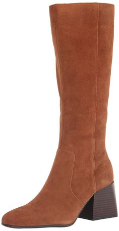 PRICES MAY VARY. Refined square toe Tall shaft boot Full inside zipper Square off chunky heel Waterproof Tall Sock Boots, Brown Boots Women, Suede Boots Knee High, Wardrobe Inspiration, Boots Knee, Winter Essentials, Calf Boots, Chunky Heel, Suede Boots