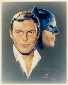 an image of a man with a batman mask on his head and another man's face in the background