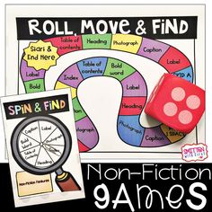 roll, move and find game for non - fiction games with dices on it