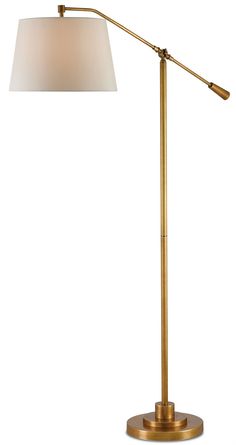 Currey and Company - 8000-0002 - One Light Floor Lamp - Maxstoke - Antique Brass Antique Brass Floor Lamp, Antique Brass Lighting, Antique Brass Metal, Task Floor Lamp, Adjustable Floor Lamp, Gold Lamp, Cfl Bulbs, Rustic Lamps, Cozy Ambiance