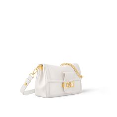 LOUIS VUITTON® - Dauphine Soft Mm - White White Louis Vuitton Bag, Louis Vuitton Dauphine, Sac Louis Vuitton, White Louis Vuitton, Louis Vuitton Official Website, Luxury Purses, Nicolas Ghesquiere, Louis Vuitton Official, Color Dorado