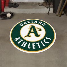 the oakland athletics logo is on the ground