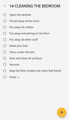 the cleaning checklist is shown with an orange circle on it and white text that reads,