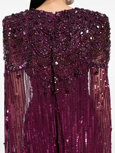 Jenny Packham Lotus Lady sequin-embellished Gown - Farfetch Labyrinth Costume, Gown Purple, Cape Designs, Embellished Gown, Wardrobe Edit, Floor Length Gown, Jenny Packham, Demi Fine Jewelry, Exclusive Fashion