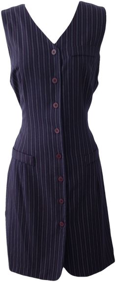 Sleeveless Suit Dress, Fitted Sleeveless Pinstripe Dress, Fitted Dresses With Vertical Stripes For Work, Striped Sleeveless Formal Dress, Fitted Striped Dress With Button Closure, Striped Fitted Dress With Button Closure, 80s Dress Up, Reflective Clothes, Pin Stripe Dress