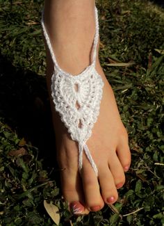 Angel Wings Barefoot Crochet Sandals   white by Lifeinsmallspaces, $1.50 White Crochet Sandals For The Beach, White Crochet Sandals For Beach, Handmade White Barefoot Sandals For Summer, Barefoot Sandals Crochet Pattern, Yoga Sandals, Crochet Angel Pattern, Crochet Barefoot Sandals, Crochet Angel, Beach Volley