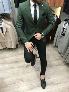 Green Suit Black Pants Men, Green Suit Black Pants, Dark Green Suit Jacket Men, Green Jacket Black Pants Men, Green Sports Coat Outfit Men, Olive Green Coat Outfit Men, Mens Green Blazer Outfits, Green Suit Jacket Black Pants Men, Green Blazer Black Pants Men