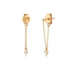 LAUREL | Diamond Chain Earrings – AURELIE GI Gold Long Chain, Ear Piercings Tragus, Feminine Earrings, Gold Link Chain, Gold Link, Sparkling Diamond, Diamond Chain, Solid Gold Jewelry, Long Chain