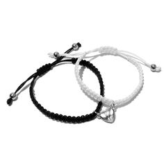 PRICES MAY VARY. This couple bracelet is made of pure hand-knitting, and there is a heart-shaped charms. When they are close, they will attract together. Hand-knitting can better reflect your importance to gifts. SIZE: the bracelet is 10mm wide, length:7.5inch The maximum length can be adjusted to 8.5 inches, Weight:6G DESIGN Adjustable: This magnetic couple bracelet comes with an adjustable band that allows wearers to create the perfect fit for them. The band is sturdy, dirt-resistant and easy- Matching Couple Accessories, Best Friend Couple, Couples Accessories, Best Friend Couples, Couple Bracelet, Gifts For Boyfriend, Couple Bracelets, Magnetic Bracelet, Bracelets For Women