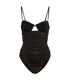 Self-Portrait - Mesh ruched swimsuit | Mytheresa Underwire Swimwear With Built-in Bra, Chic Beach Swimwear With Ruched Bodice, Fitted Ruched Underwire Swimwear, Fitted Ruched Swimwear With Underwire, Poolside Swimwear With Ruched Bodice, Beachwear Swimwear With Ruched Bodice And Underwire, Ruched Nylon Swimwear For Poolside, Summer Poolside Swimwear With Ruched Bodice, Underwire Swimwear With Ruched Bodice For Beachwear