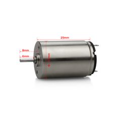 an electric motor on a white background with measurements for the size and length, including the shaft