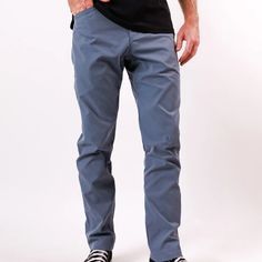 Tour Pant in Vintage Blue | Performance Travel, Commuter Pants | Myles Apparel | Myles Apparel Straight Leg Bottoms With Functional Pockets, Blue Stretch Bottoms With Functional Pockets, Denim Blue Straight Leg Bottoms With Elastane, Straight Leg Denim Blue Elastane Bottoms, Functional Straight Leg 4-way Stretch Pants, Functional Straight Leg Pants With 4-way Stretch, Cotton Jeans With Pockets, Everyday Tapered Leg Bottoms With 4-way Stretch, Everyday Bottoms With 4-way Stretch And Tapered Leg