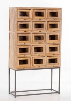 a wooden cabinet with lots of drawers on it