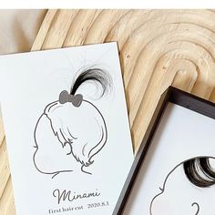 a drawing of a woman's hair is shown next to a framed photo with the name miama on it