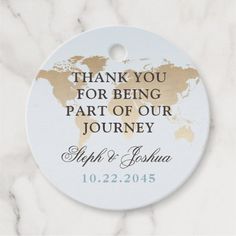 a white ornament with the words, thank you for being part of our journey