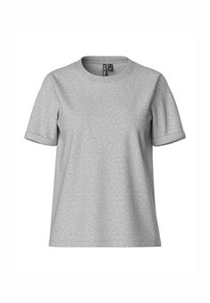 Pieces CRIA FOLD UP SOLID TEE - T-shirt basic - light grey Grey T Shirt, Basic T Shirt, Folded Up, Gray Tshirt, T Shirt Top, Light Grey, Clothes For Women