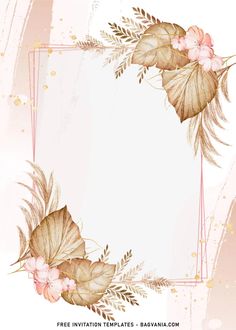 an artistic floral frame with leaves and flowers on the edges is featured in this free printable template