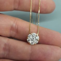 Stunning 14k Yellow Gold Diamond Cluster Pendant On A 18 Inch 14k Box Chain. Always Got A Ton Of Compliments, It Make A Beautiful Gift! Cluster Pendant, Diamond Cluster, Box Chain, Womens Jewelry Necklace, Gold Diamond, Diamond Necklace, Jewelry Necklaces, Yellow Gold, Women Jewelry