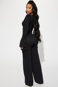 Nobody Like Me Ribbed Pant Set - Black | Fashion Nova, Matching Sets | Fashion Nova Nobody Likes Me, Comfy Casual Outfits, Black Lounge, Grown Women, Scoop Neck Long Sleeve, Red Mini Dress, Green And Black, Pant Set, Cute Fashion