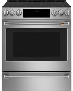 a stainless steel oven with two burners on the front and one in the middle