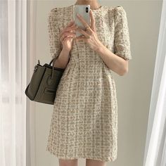 High Waist Casual Puff Sleeve Plaid Elegant Vintage Mini Dress - Uniqistic.com Lawyer Outfits Women, Lawyer Outfits, Korean Fashion Chic, Lawyer Outfit, Estilo Fitness, Vintage Mini Dresses, 파티 드레스, Elegant Party Dresses, Runway Dresses