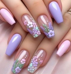 Pink Nail Art Designs, Cute Spring Nails, Pink Nail Art, Pretty Nail Art Designs, Spring Nail Art, Flower Nail Art, Pastel Nails, Nail Designs Spring, Floral Nails