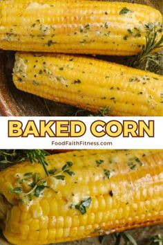 baked corn on the cob with herbs and seasoning