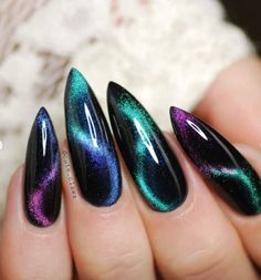 Sns Nail Art, Stiletto Nail Ideas, Stiletto Nail Design, Lightning Nails, Cosmic Nails, Purple Nail Art Designs, Fall Nail Design, Acrylic Nail Shapes, Halloween Acrylic Nails