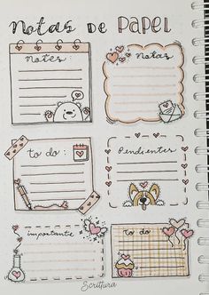 an open notebook with some drawings on it