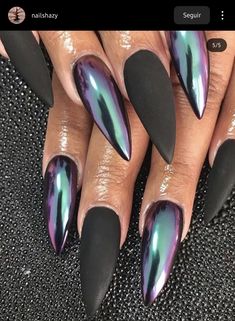 Black And Purple Nails, Witchy Nails, Acrylic Nail Shapes, Black Acrylic Nails, Sassy Nails, Gothic Nails, Goth Nails, Purple Nail, Nails Only