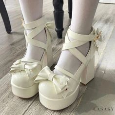 Lasaky - MariJane Sweet Tower-Heeled Pumps: Adorable Round-Toe Shoes with Chunky High Heels Kawaii Heels, Kawaii Platform Shoes, Sepatu Platform, Dresses Kawaii, Aesthetic Heels, Aesthetic Lovers, Heels Bow, Sweet 17, Zapatos Mary Jane