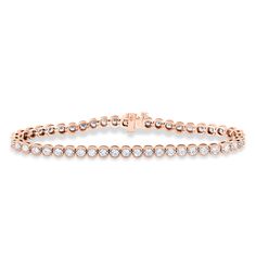 2 CT. T.W. Diamond Vintage-Style Tennis Bracelet in 14K Rose Gold Rose Gold Round Cut Diamond Tennis Bracelet, Rose Gold Diamond Round Cut Tennis Bracelet, Rose Gold Diamond Tennis Bracelet With Round Cut, Rose Gold Tennis Bracelet With Diamond Accents, Timeless Rose Gold Tennis Bracelet With Diamond Accents, Rose Gold Diamond Tennis Bracelet, Rose Gold Diamond Bracelet With Round Cut Accents, Rose Gold Diamond Bracelet With Round Cut Diamond Accents, Timeless Rose Gold Diamond Bracelet With Prong Setting