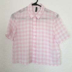 Brand New Without Tags. Never Worn. No Trades. Button Top, Pink Plaid, Pink White, H&m, Size 2, Plaid, Womens Tops, Crop Tops, Brand New