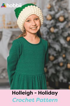 Get started on this DIY project on Holleigh - Holiday Hat Crochet Pattern. SIZE Baby (Toddler, Child, Teen / Adult Small, Adult Medium, Adult Large) MEASUREMENTS Fits up to: 18” (19”, 20”, 21”, 22”, 23”) / 45 cm (48 cm, 50 cm, 53 cm, 55 cm, 58 cm) PATTERN INFORMATION There is nothing naughty about this modern twist on the classic Santa hat. From the fun bobble brim to the pom-tipped point, this hat screams fun and is sure to be a hit this holiday season. Please note: This pattern is bought as a Crochet Santa Hat Pattern, Santa Hat Pattern, Crochet Santa Hat, Crochet Stocking, Hat Crochet Pattern, Crochet Santa, Holiday Hats, Stocking Hat, Hat Patterns