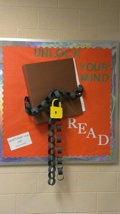 a bulletin board with a lock on it