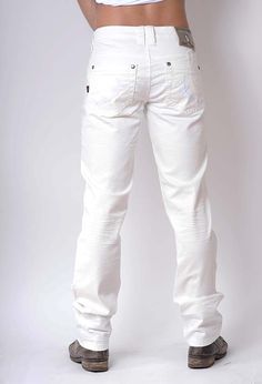 VOLCANO White (back) Chino pants Bootcut Jeans Men, White Bootcut Jeans, Jeans Men