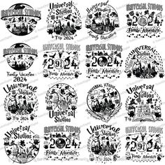 the logos for universal studios and universal studios'20th anniversary celebrations, including disneyland world