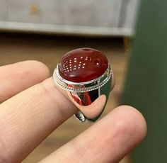 Real Yemeni Aqeeq blood red Aqeeq Ring Akik Ring Aqeeq Ring, Red Ring, Red Rings, Blood Red, For Real, Valentines Day, Australia, Good Things, Ring