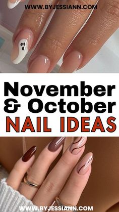 Cute Fall Simple Nails, Basic Fall Nail Designs, Easy Fall Nail Ideas Simple, Autumn Nail Designs Simple, Autumn Nails Minimalist, Autumn Neutral Nails, Fall Simple Nail Designs, Fall Bride Nails, Fall Themed Nails Simple