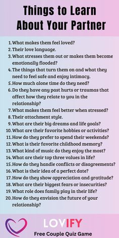 Discover more about your partner with these thoughtful questions. Ideal for creating a stronger and more intimate relationship! #KnowEachOther #CoupleFun #RelationshipGoals #LoveLife #DeepConversations #Intimacy #GetToKnowYou #CoupleTime #DeepTalks #HeartfeltMoments Relation Affirmations, Fun Relationship Questions, Things To Learn About, Things To Do With Your Boyfriend, Intimate Questions, Things To Learn, Romantic Date Night Ideas, Cute Date Ideas