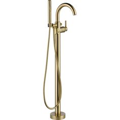 the brass shower faucet is shown on a white background